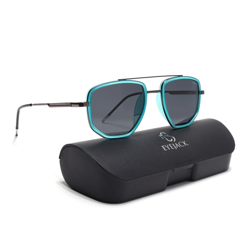 Eyejack Aura Sea Green & Grey Wayfarer Polarized Sunglasses for Men & Women (2506PCL1513)