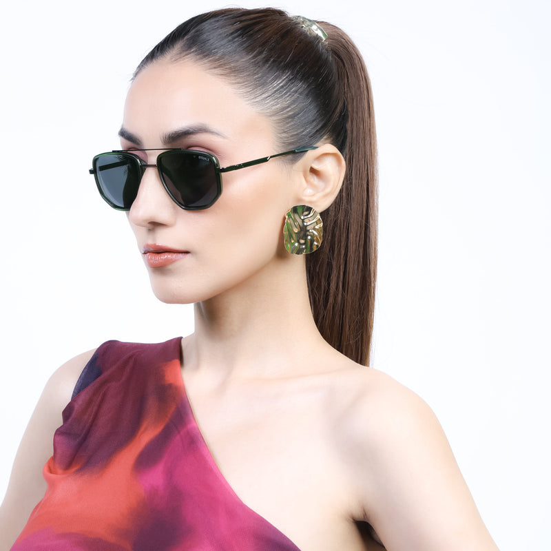 Eyejack Aura Green & Grey Wayfarer Polarized Sunglasses for Men & Women (2506PCL1514)