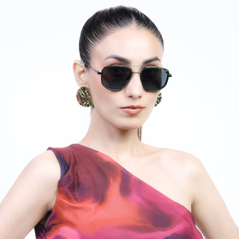 Eyejack Aura Green & Grey Wayfarer Polarized Sunglasses for Men & Women (2506PCL1514)