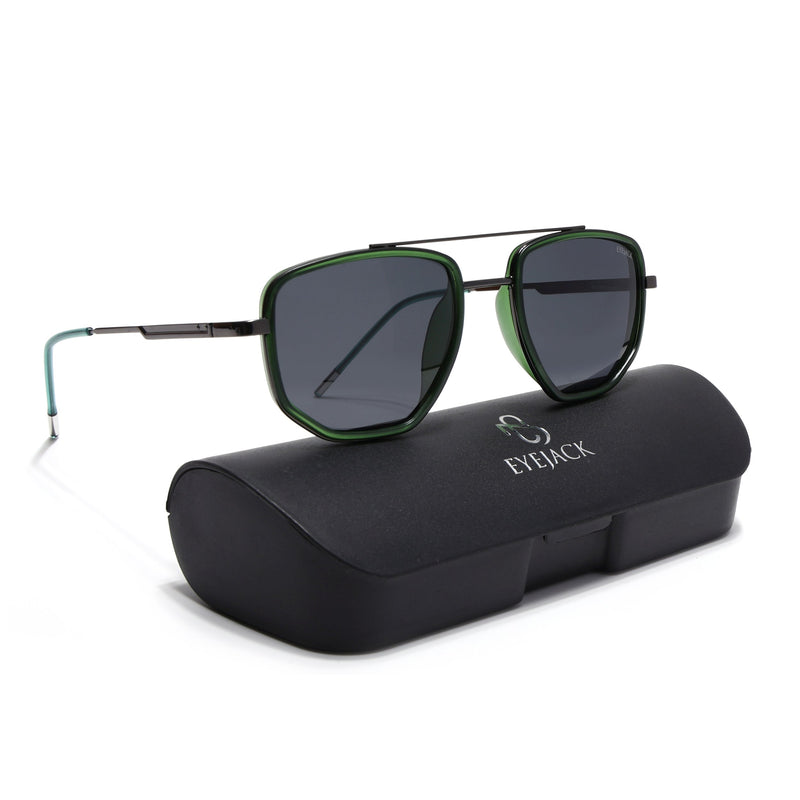 Eyejack Aura Green & Grey Wayfarer Polarized Sunglasses for Men & Women (2506PCL1514)