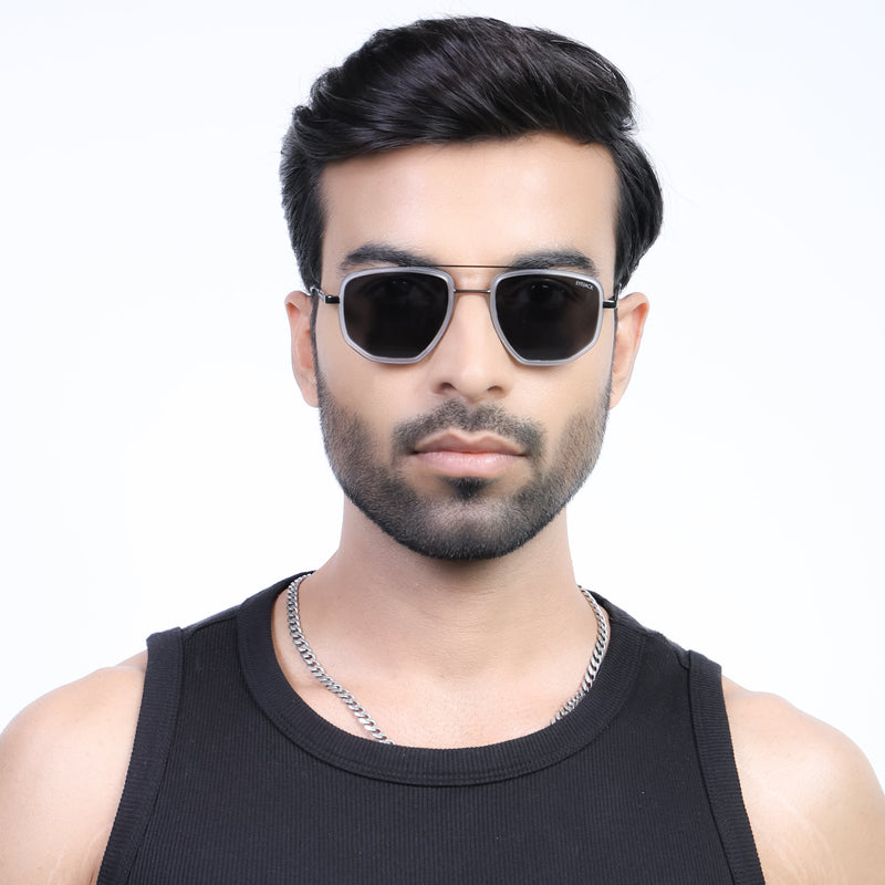 Eyejack Aura Transparent & Grey Wayfarer Polarized Sunglasses for Men & Women (2506PCL1517)