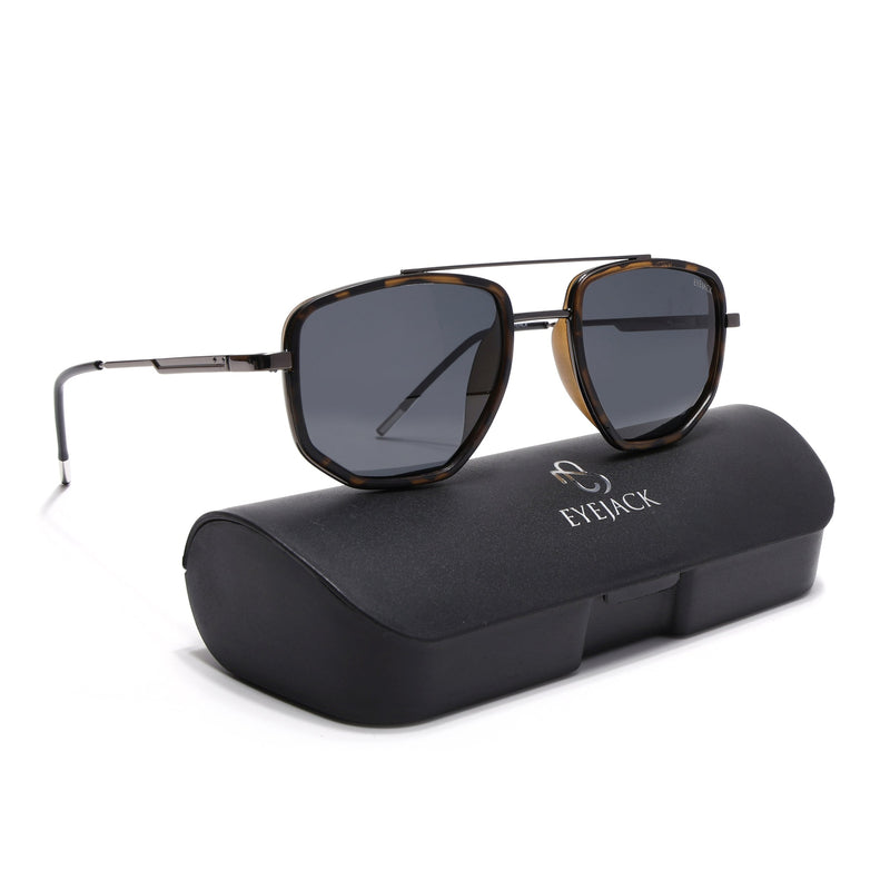 Eyejack Aura Demi Brown & Grey Wayfarer Polarized Sunglasses for Men & Women (2506PCL1518)