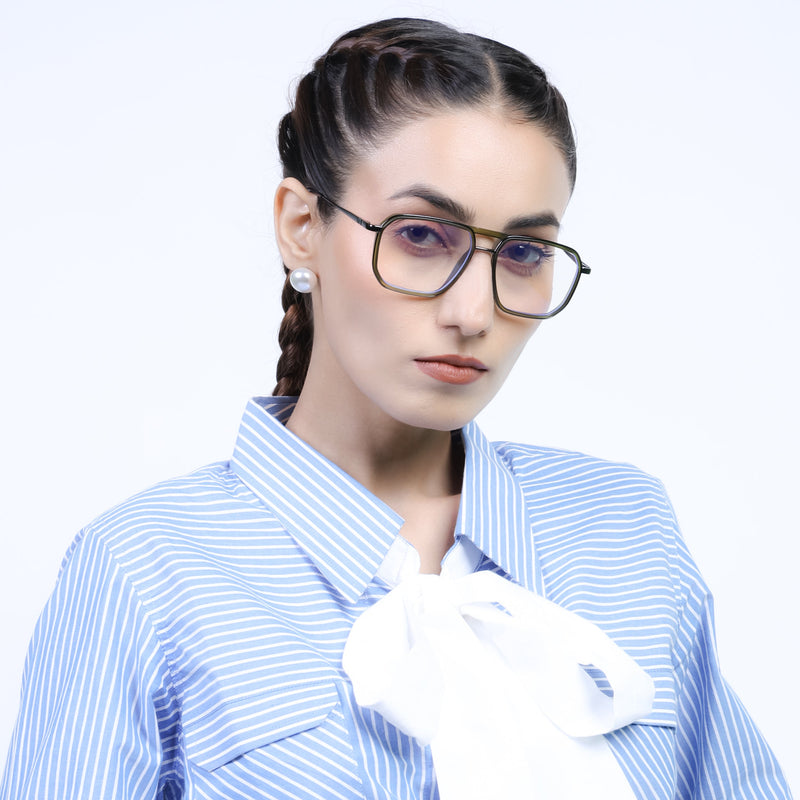 Eyejack Aura Green & Grey Wayfarer Eyeglasses for Men & Women (2507FCL1602-C6)