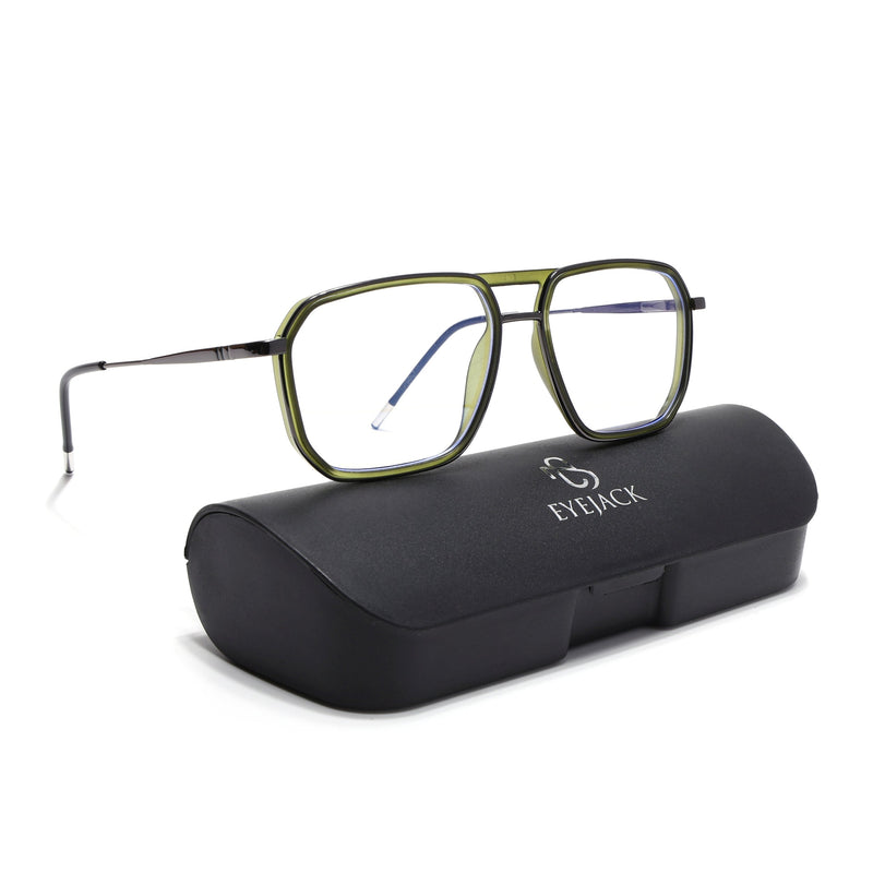 Eyejack Aura Green & Grey Wayfarer Eyeglasses for Men & Women (2507FCL1602-C6)