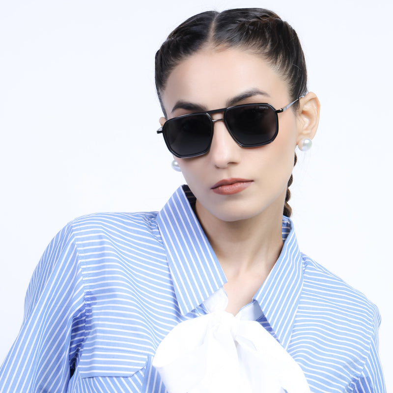 Eyejack Aura Black & Grey Wayfarer Polarized Sunglasses for Men & Women (2507PCL1519)