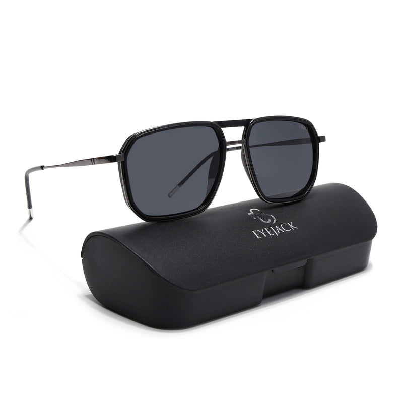 Eyejack Aura Black & Grey Wayfarer Polarized Sunglasses for Men & Women (2507PCL1519)