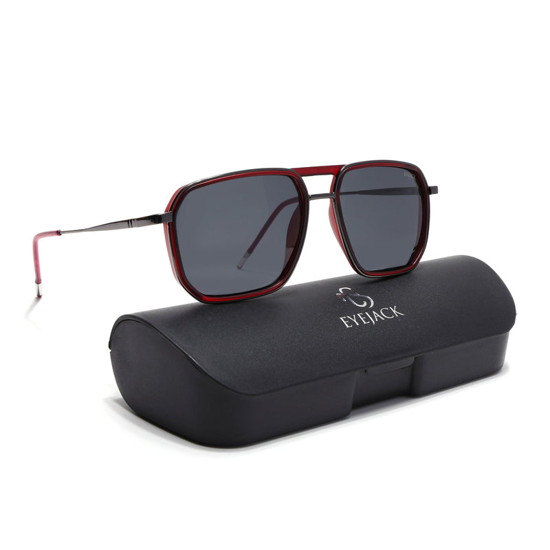 Eyejack Aura Red & Grey Wayfarer Polarized Sunglasses for Men & Women (2507PCL1521)