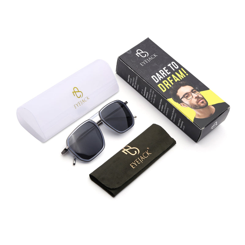 Eyejack Aura Sky Blue & Grey Wayfarer Polarized Sunglasses for Men & Women (2507PCL1522)