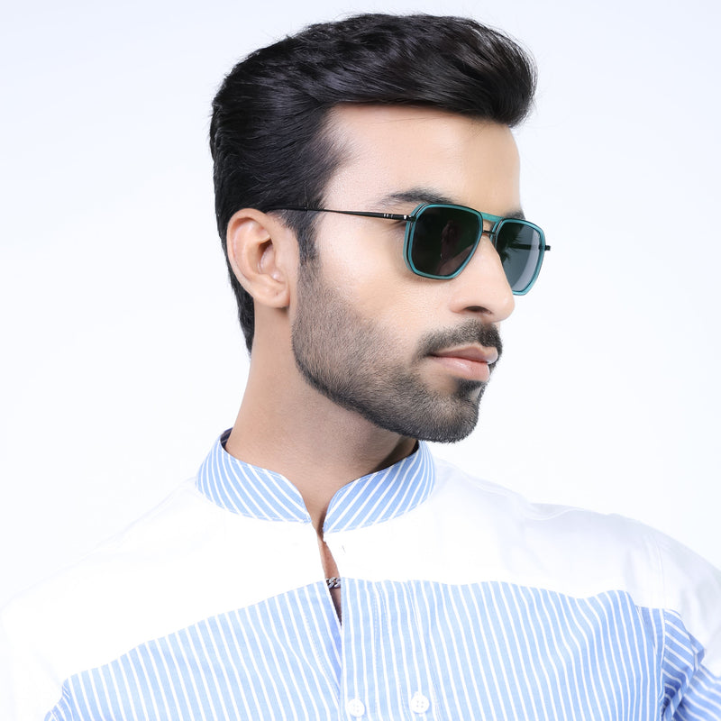Eyejack Aura Sea Green & Grey Wayfarer Polarized Sunglasses for Men & Women (2507PCL1523)