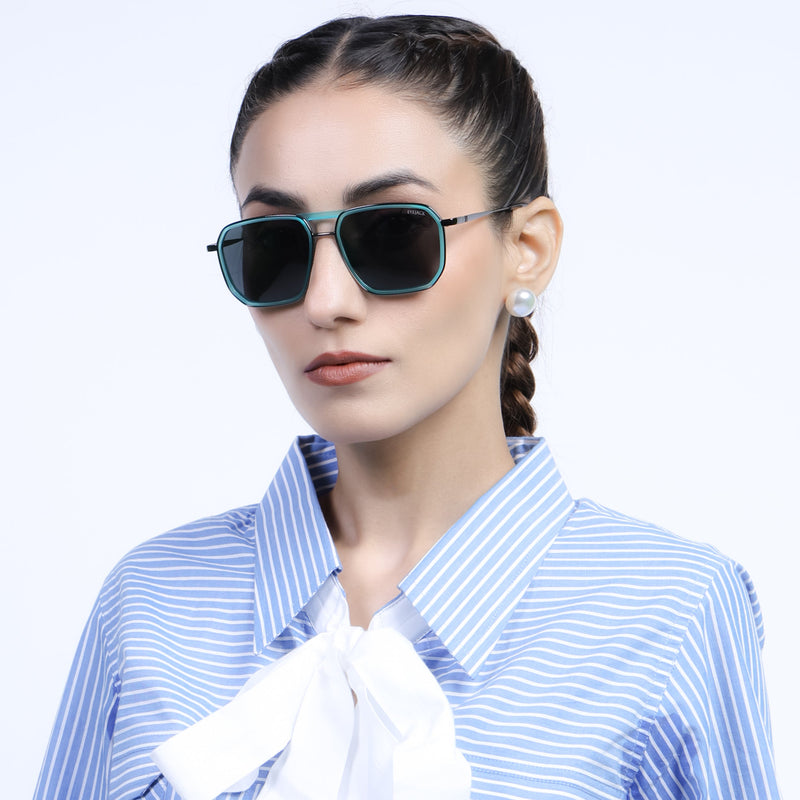 Eyejack Aura Sea Green & Grey Wayfarer Polarized Sunglasses for Men & Women (2507PCL1523)