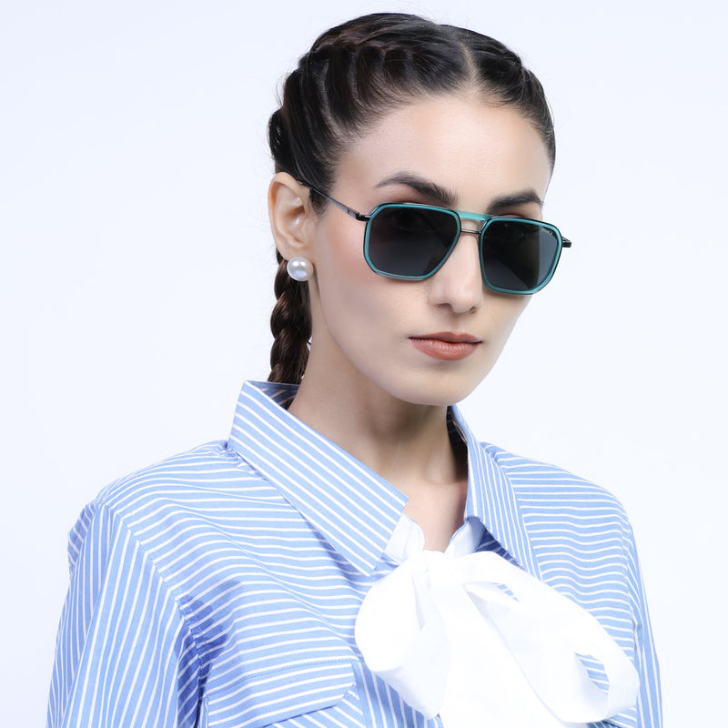 Eyejack Aura Sea Green & Grey Wayfarer Polarized Sunglasses for Men & Women (2507PCL1523)