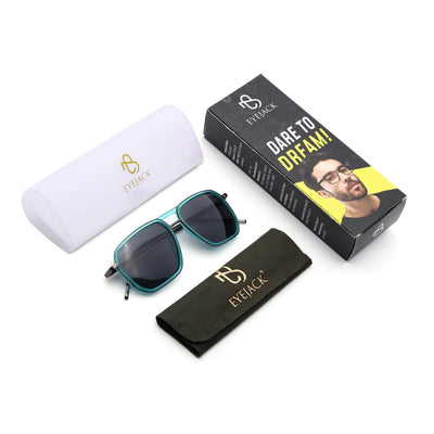 Eyejack Aura Sea Green & Grey Wayfarer Polarized Sunglasses for Men & Women (2507PCL1523)