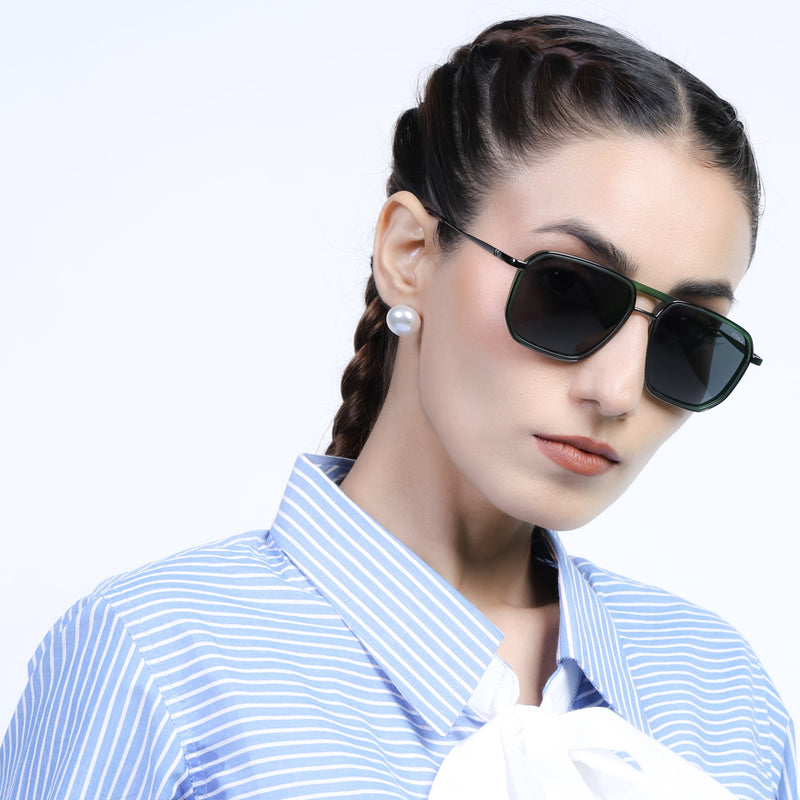 Eyejack Aura Green & Grey Wayfarer Polarized Sunglasses for Men & Women (2507PCL1524)