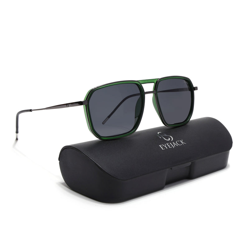 Eyejack Aura Green & Grey Wayfarer Polarized Sunglasses for Men & Women (2507PCL1524)