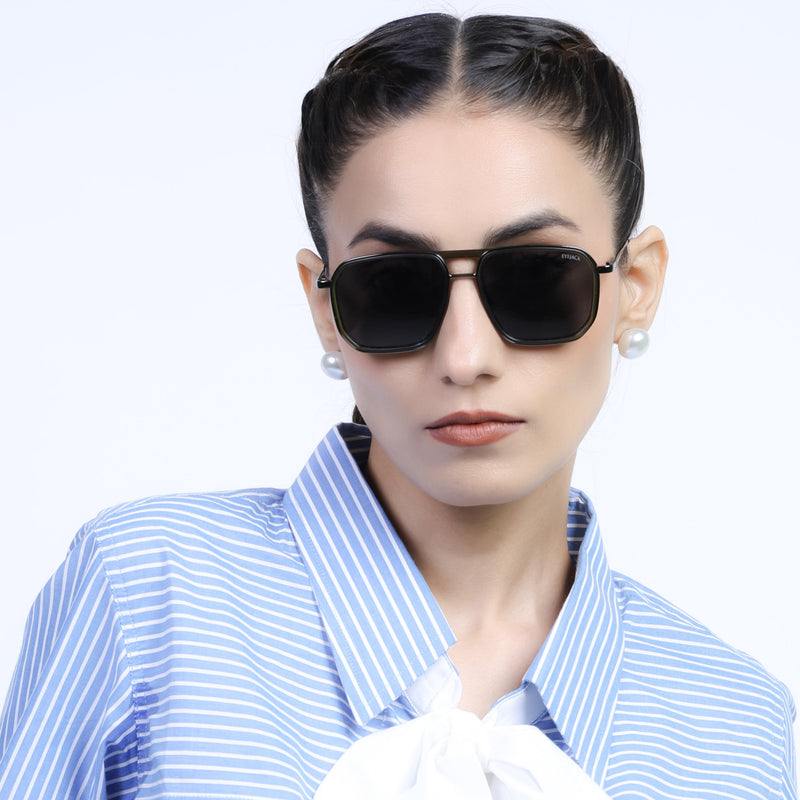 Eyejack Aura Olive & Grey Wayfarer Polarized Sunglasses for Men & Women (2507PCL1526)