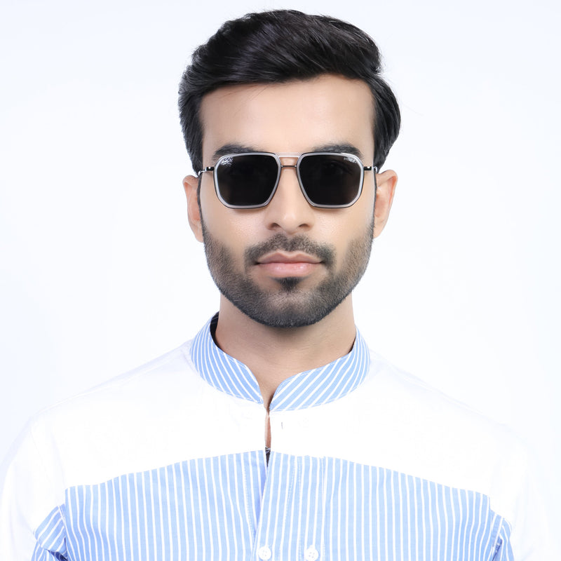 Eyejack Aura Transparent & Grey Wayfarer Polarized Sunglasses for Men & Women (2507PCL1527)