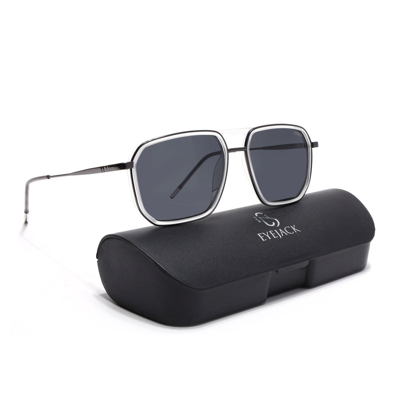 Eyejack Aura Transparent & Grey Wayfarer Polarized Sunglasses for Men & Women (2507PCL1527)