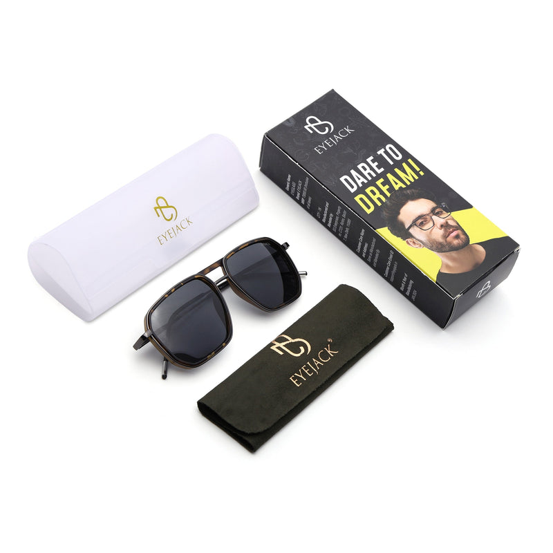 Eyejack Aura Demi Brown & Grey Wayfarer Polarized Sunglasses for Men & Women (2507PCL1528)