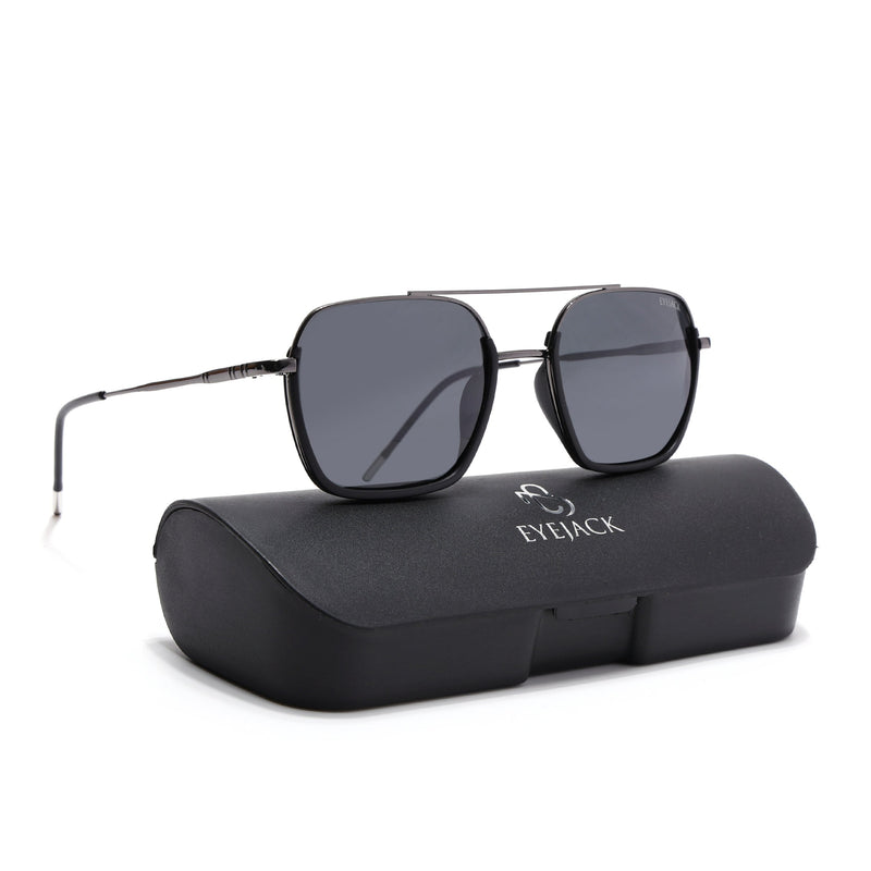 Eyejack Aura Black & Grey Wayfarer Polarized Sunglasses for Men & Women (2508PCL1529)