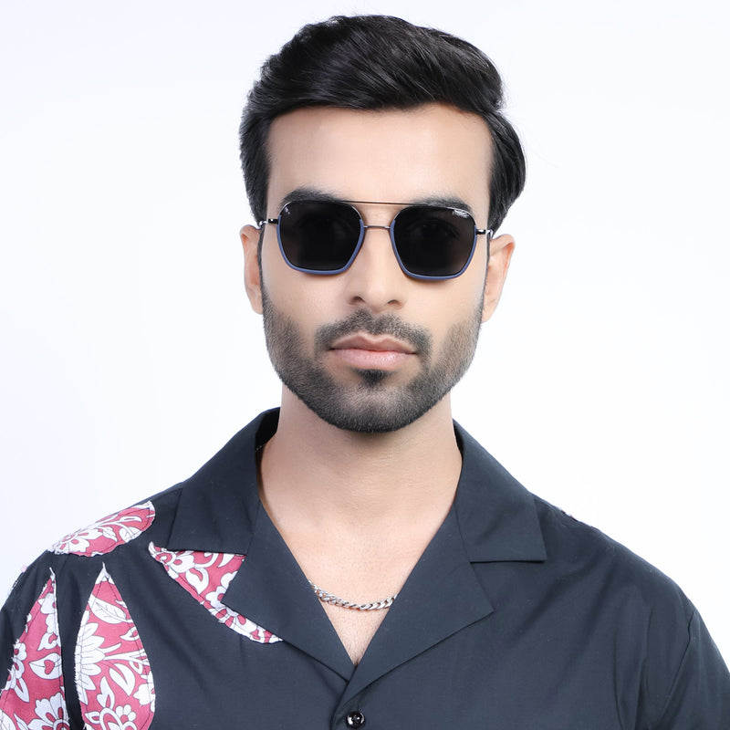 Eyejack Aura Navy Blue & Grey Wayfarer Polarized Sunglasses for Men & Women (2508PCL1530)