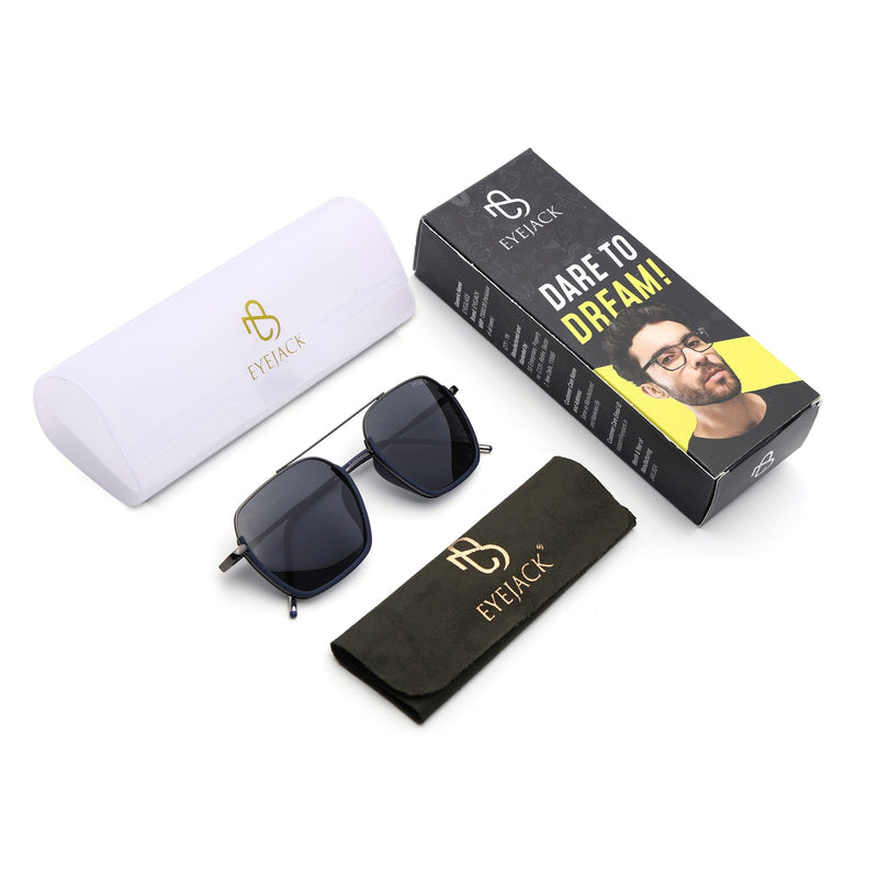 Eyejack Aura Navy Blue & Grey Wayfarer Polarized Sunglasses for Men & Women (2508PCL1530)