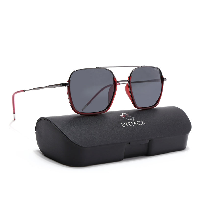 Eyejack Aura Red & Grey Wayfarer Polarized Sunglasses for Men & Women (2508PCL1531)