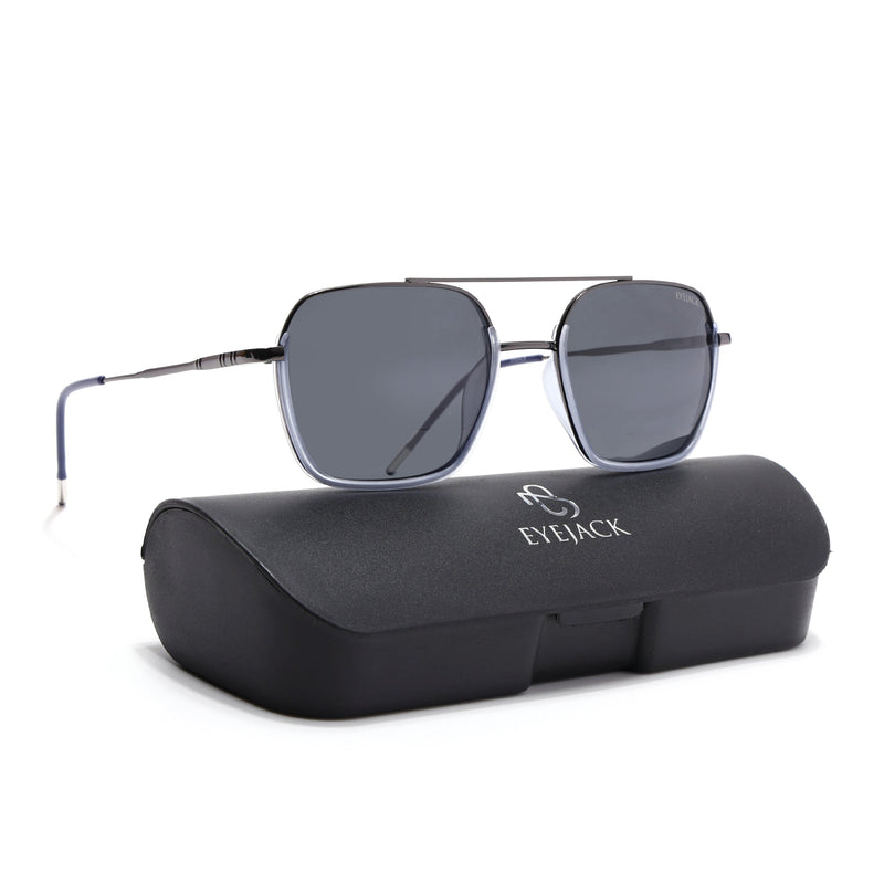 Eyejack Aura Blue & Grey Wayfarer Polarized Sunglasses for Men & Women (2508PCL1532)