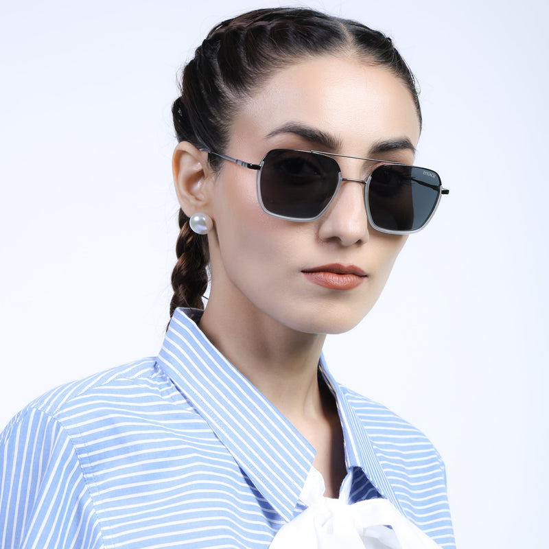 Eyejack Aura Transparent & Grey Wayfarer Polarized Sunglasses for Men & Women (2508PCL1535)