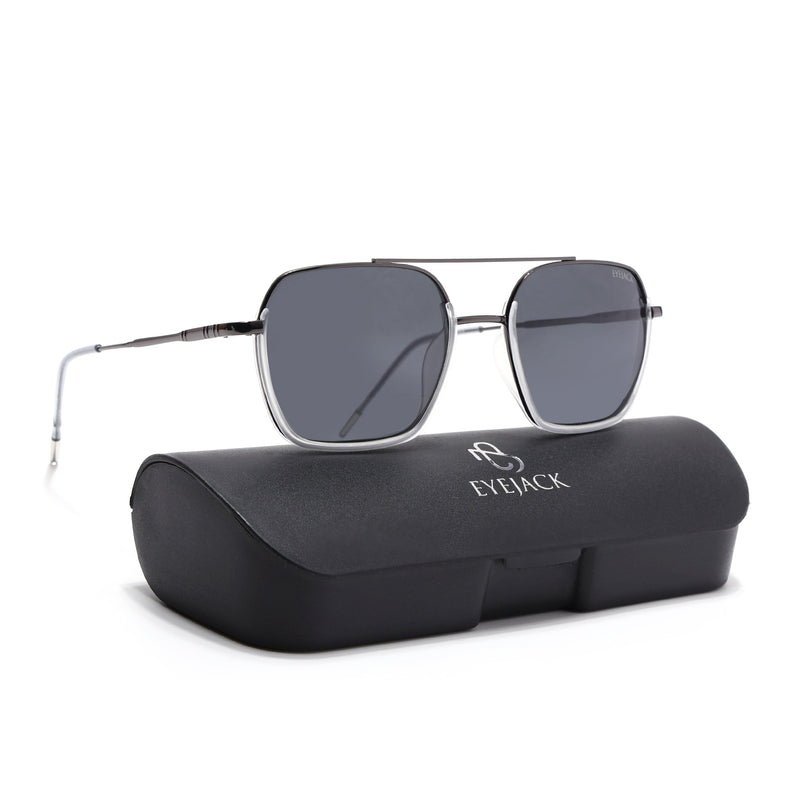 Eyejack Aura Transparent & Grey Wayfarer Polarized Sunglasses for Men & Women (2508PCL1535)