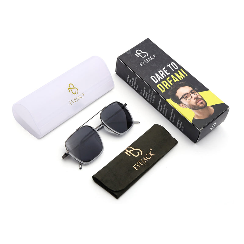Eyejack Aura Transparent & Grey Wayfarer Polarized Sunglasses for Men & Women (2508PCL1535)
