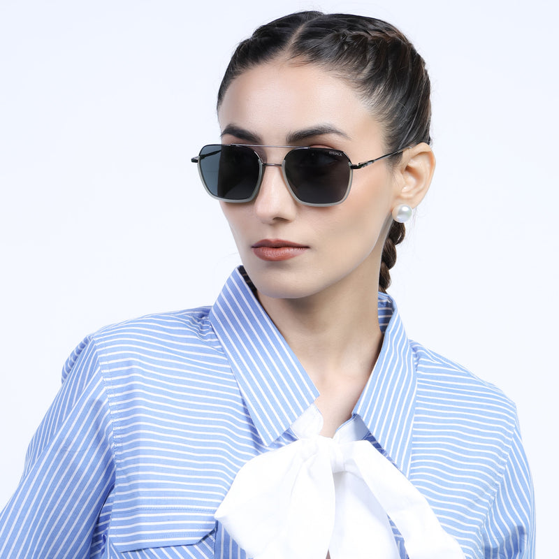 Eyejack Aura Light Green & Grey Wayfarer Polarized Sunglasses for Men & Women (2508PCL1536)