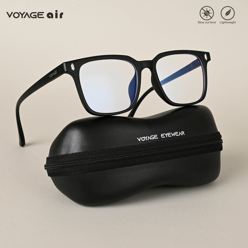 Voyage Air Matt Black Square Eyeglasses for Men & Women (88015MG4594-C2)