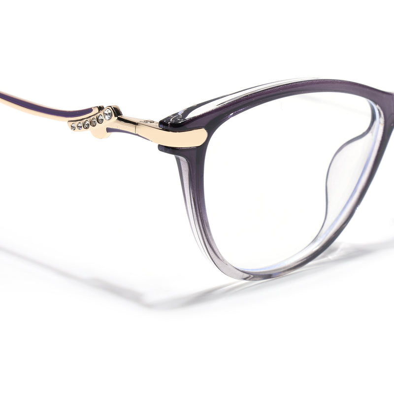 Voyage Glam Purple & Clear Cateye Eyeglasses for Women (26102FMG9155)
