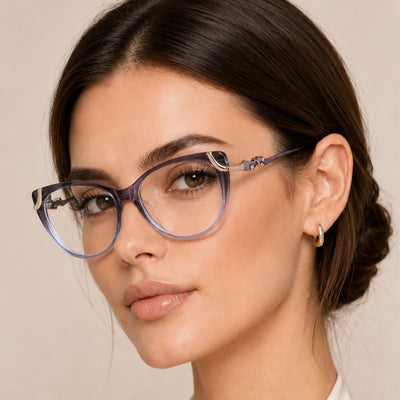 Voyage Glam Purple & Clear Cateye Eyeglasses for Women (26103FMG9160)