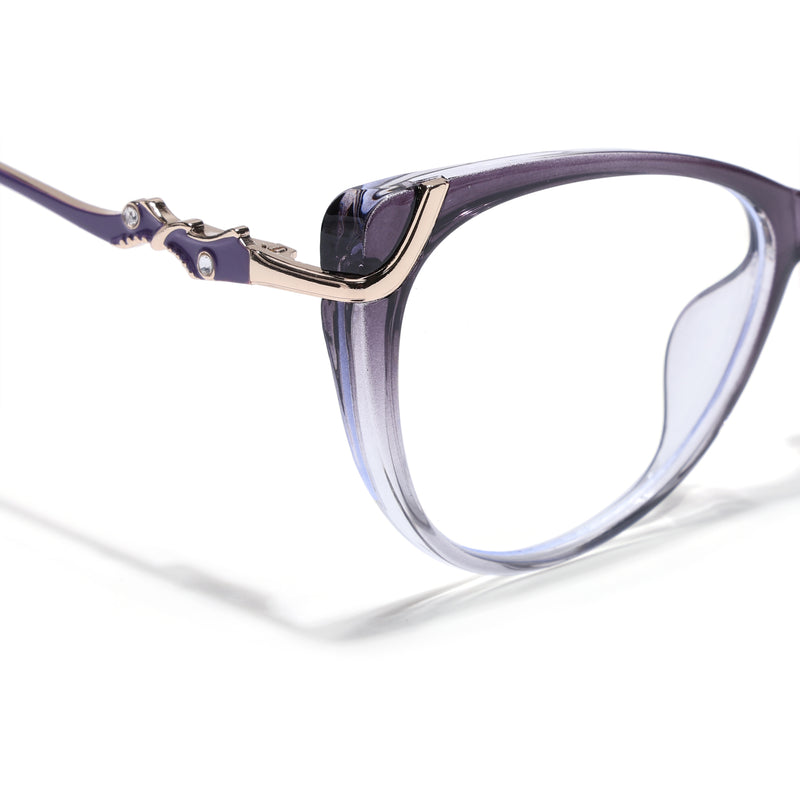 Voyage Glam Purple & Clear Cateye Eyeglasses for Women (26103FMG9160)