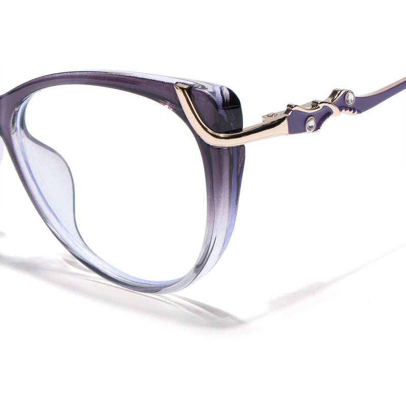 Voyage Glam Purple & Clear Cateye Eyeglasses for Women (26103FMG9160)