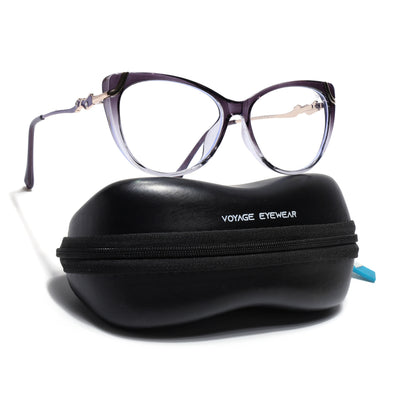Voyage Glam Purple & Clear Cateye Eyeglasses for Women (26103FMG9160)
