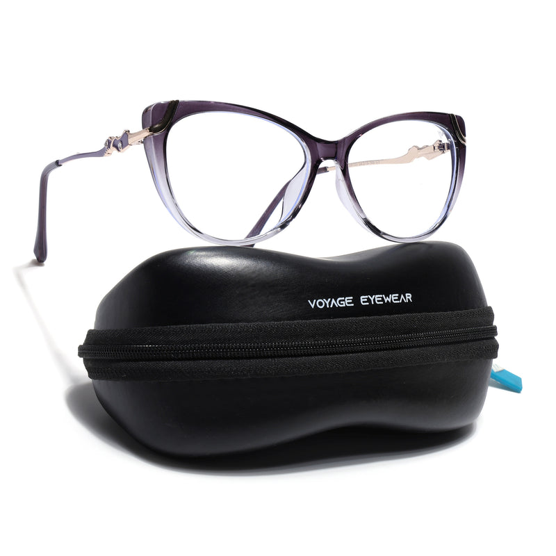 Voyage Glam Purple & Clear Cateye Eyeglasses for Women (26103FMG9160)