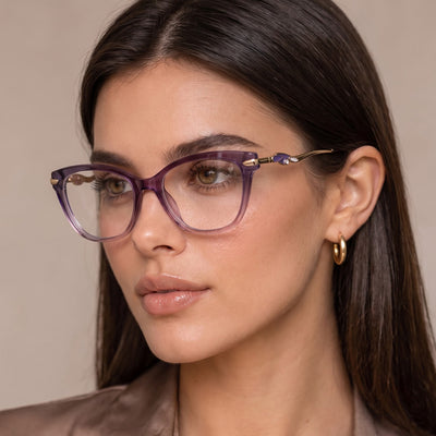 Voyage Glam Purple & Clear Cateye Eyeglasses for Women (26104FMG9165)
