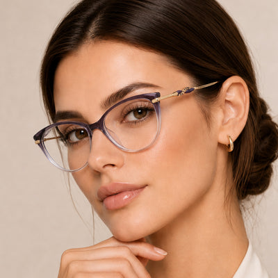 Voyage Glam Purple & Clear Cateye Eyeglasses for Women (26107FMG9150)