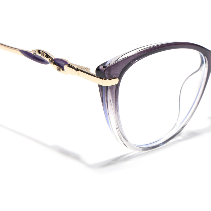 Voyage Glam Purple & Clear Cateye Eyeglasses for Women (26107FMG9150)