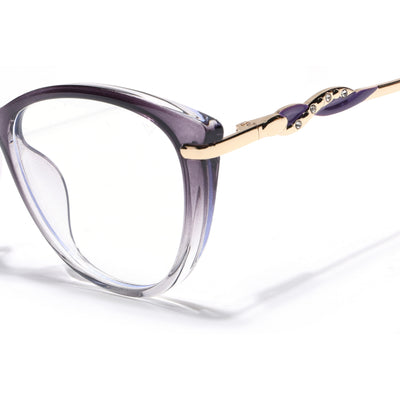 Voyage Glam Purple & Clear Cateye Eyeglasses for Women (26107FMG9150)
