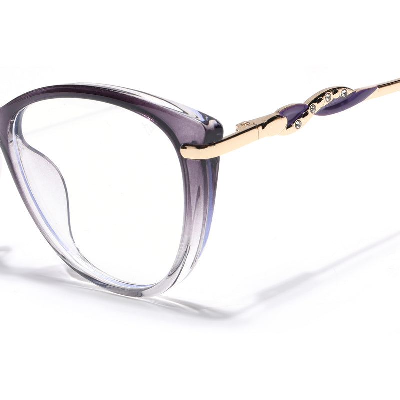 Voyage Glam Purple & Clear Cateye Eyeglasses for Women (26107FMG9150)