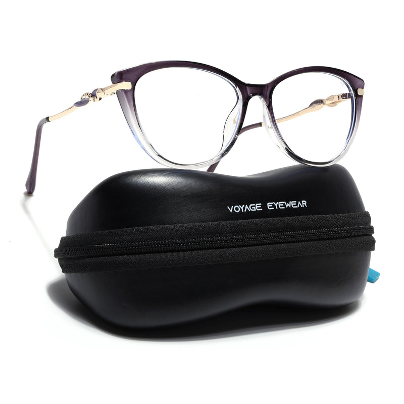 Voyage Glam Purple & Clear Cateye Eyeglasses for Women (26107FMG9150)