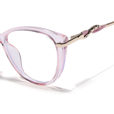 Voyage Glam Pink Cateye Eyeglasses for Women (26107FMG9151)