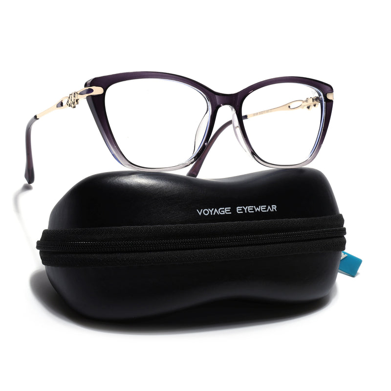 Voyage Purple & Clear Cateye Eyeglasses for Women (26109FMG9171)