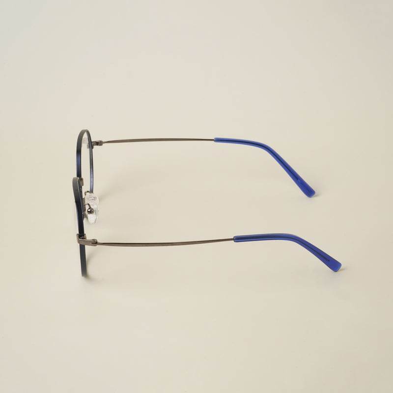 Voyage Blue Round Eyeglasses for Men & Women (YC82046MG4617-C4)