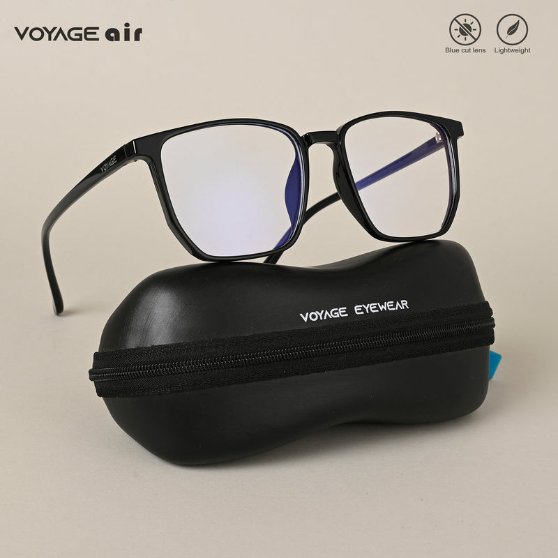 Voyage Air Black Square Eyeglasses for Men & Women (88013MG4558-C1)