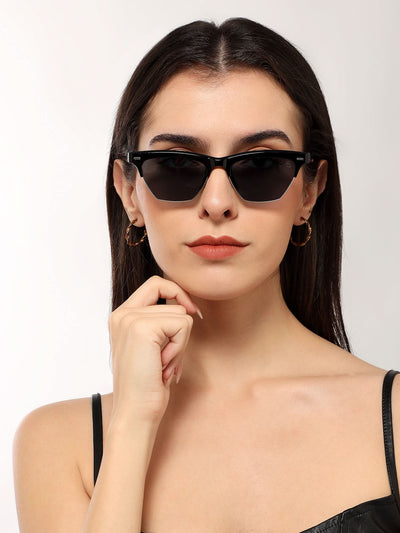 Eyejack Shine Black Half Rim Sunglasses for Women (2829CL1208)