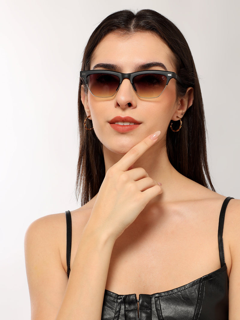 Eyejack Matt Black Half Rim Sunglasses for Women (2829CL1209)